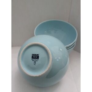 IKEA 365 Susan Pryke 6" Sky Blue Turquoise Set/4 Soup Cereal Bowl Stoneware